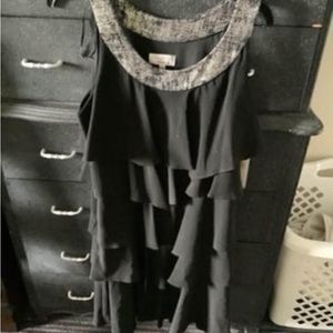 Black dress grey black sweater leather coat coat